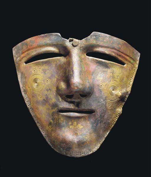 Gorgeous Roman Army Male & Crown Metal Female Copper Accent Mask 